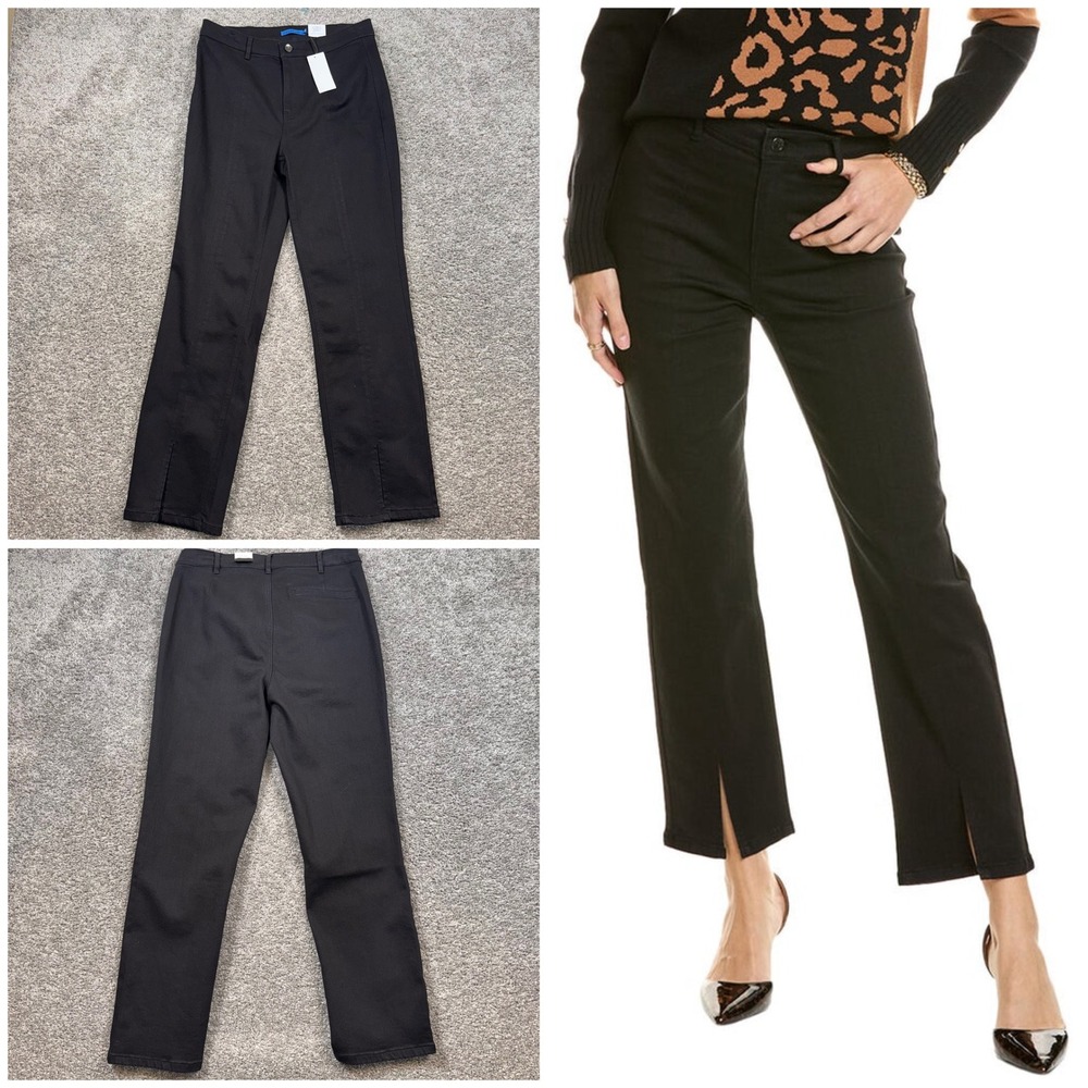 J. McLaughlin Rainey Jeans Womens Straight Leg Split Hem Black Size 6 NEW